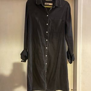 ASOS DESIGN Tall denim shirt dress with deep cuff in washed black